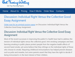 Individual Right Versus the Collective Good Discussion Essay Assignment