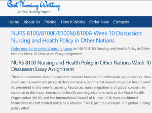 NURS 8100 Nursing and Health Policy in Other Nations Week 10 Discussion Essay Assignment