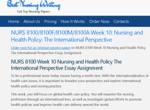 NURS 8100 Week 10 Nursing and Health Policy The International Perspective Essay Assignment