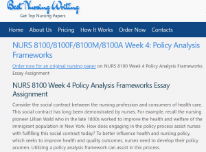 NURS 8100 Week 4 Policy Analysis Frameworks Essay Assignment