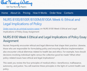 NURS 8100 Week 6 Ethical and Legal Implications of Policy Essay Assignment