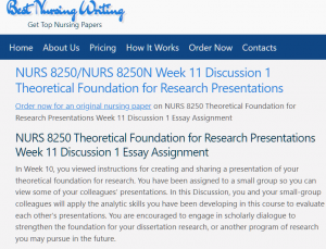 NURS 8250 Theoretical Foundation for Research Presentations Week 11 Discussion 1 Essay Assignment