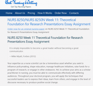 NURS 8250 Week 11 Theoretical Foundation for Research Presentations Essay Assignment