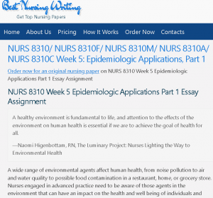 NURS 8310 Week 5 Epidemiologic Applications Part 1 Essay Assignment