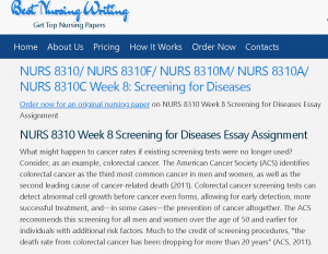 NURS 8310 Week 8 Screening for Diseases Essay Assignment