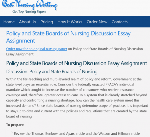 Policy and State Boards of Nursing Discussion Essay Assignment