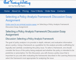 Selecting a Policy Analysis Framework Discussion Essay Assignment