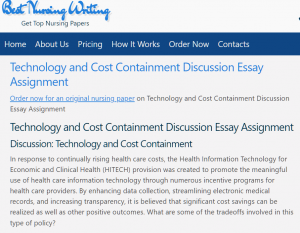 Technology and Cost Containment Discussion Essay Assignment